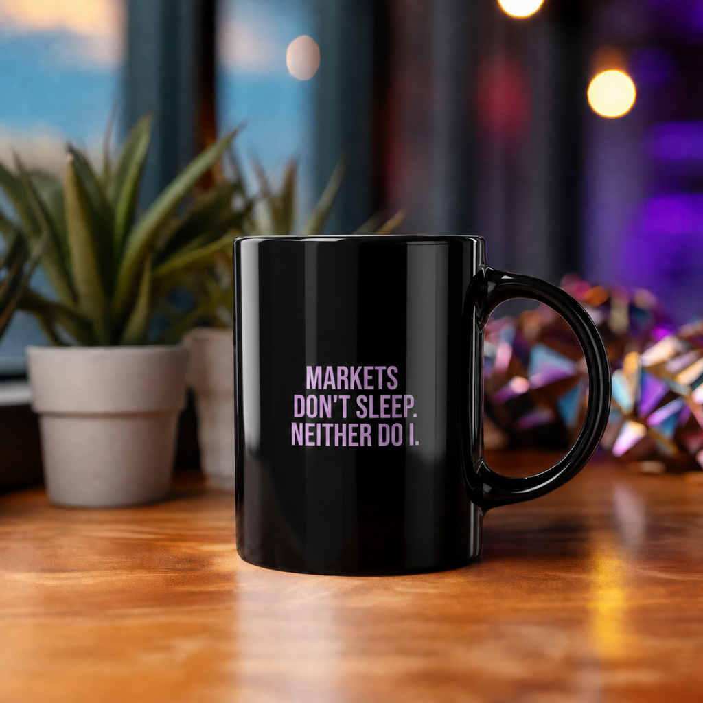 Markets Don't Sleep Mug | Black Coffee Mug for Traders